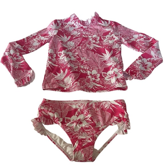 NWT Janie and Jack Girls Tropical Palm Rash Guard Swimsuit in size 10 - Picture 3 of 8